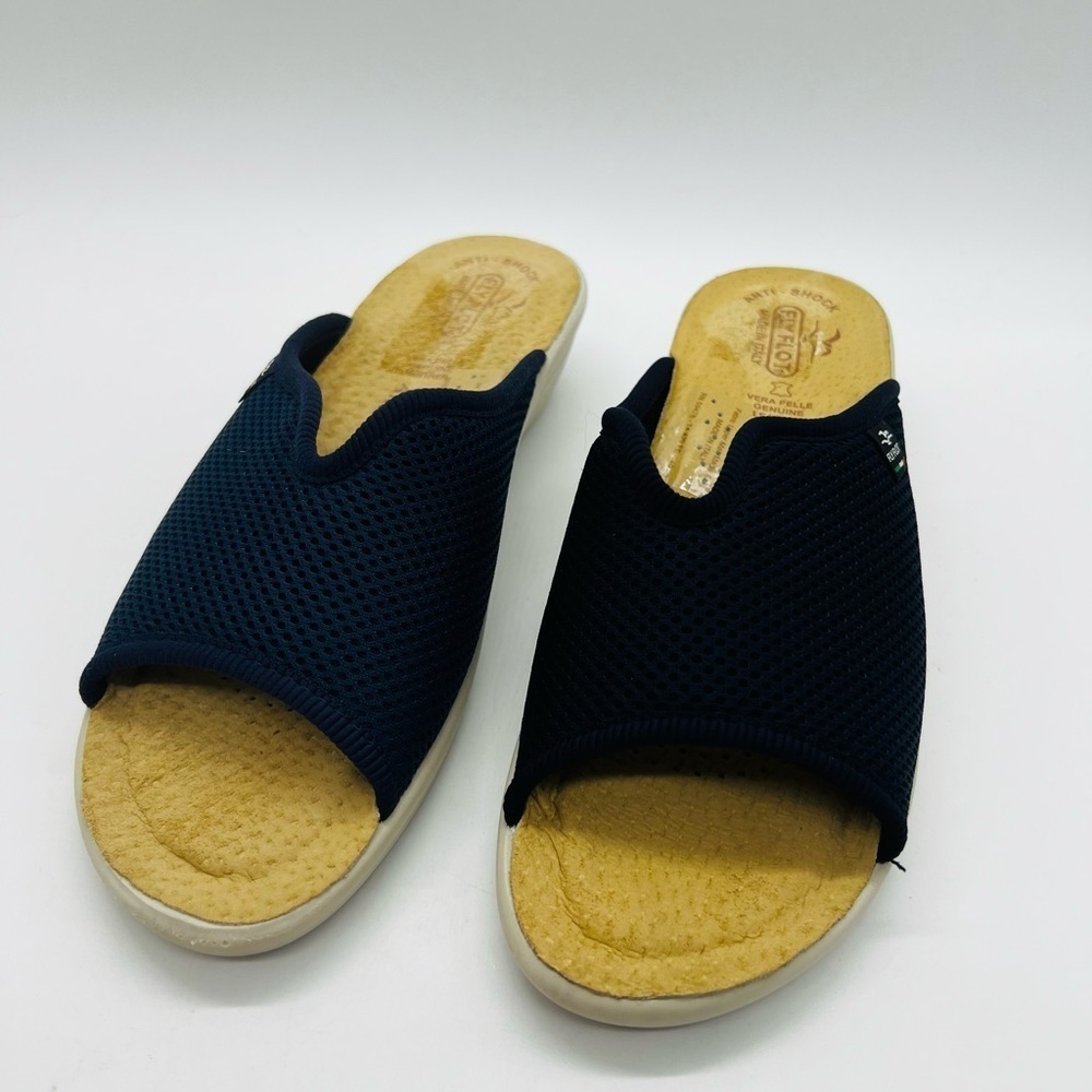 Fly Flot Women’s Navy Blue Slip-On Anatomic Sandals Size 9